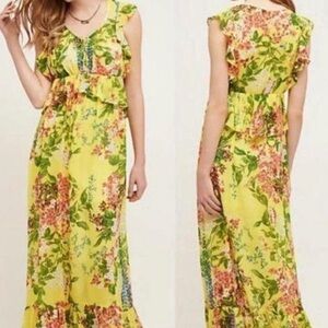 Anthropologie Vibrant Floral Maxi Dress